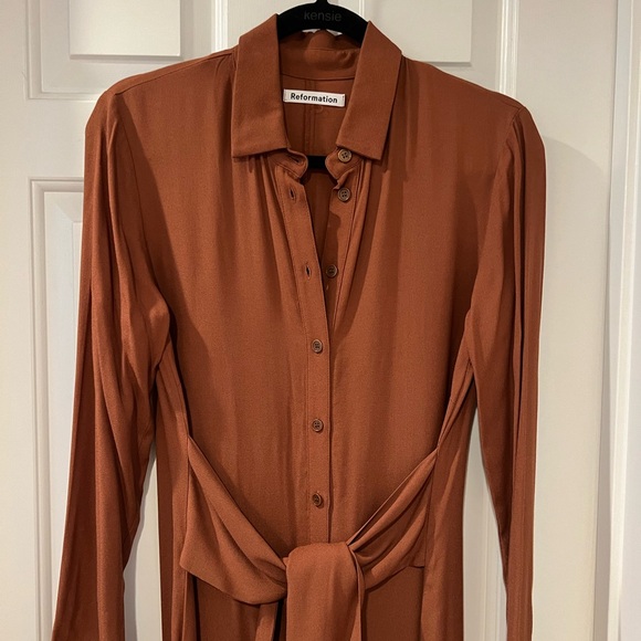 Reformation Burnt Orange Maxi Tie Waist Robin Dress - Picture 3 of 6